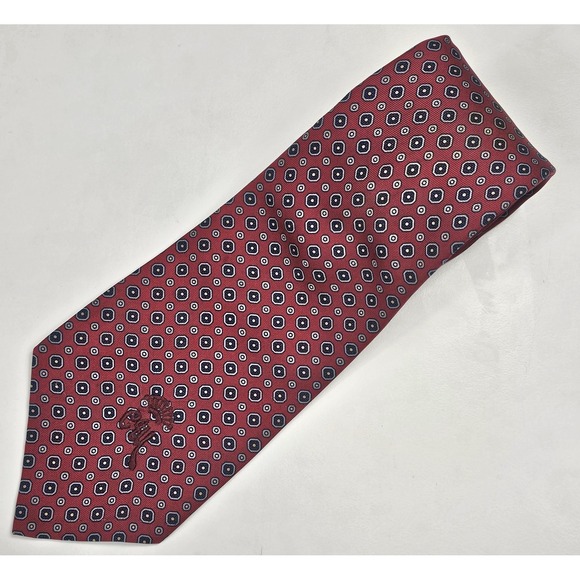 Vintage Woolf Brothers Countess Mara Tie Geometric Logo Red Black Blue Irregular - Picture 4 of 8